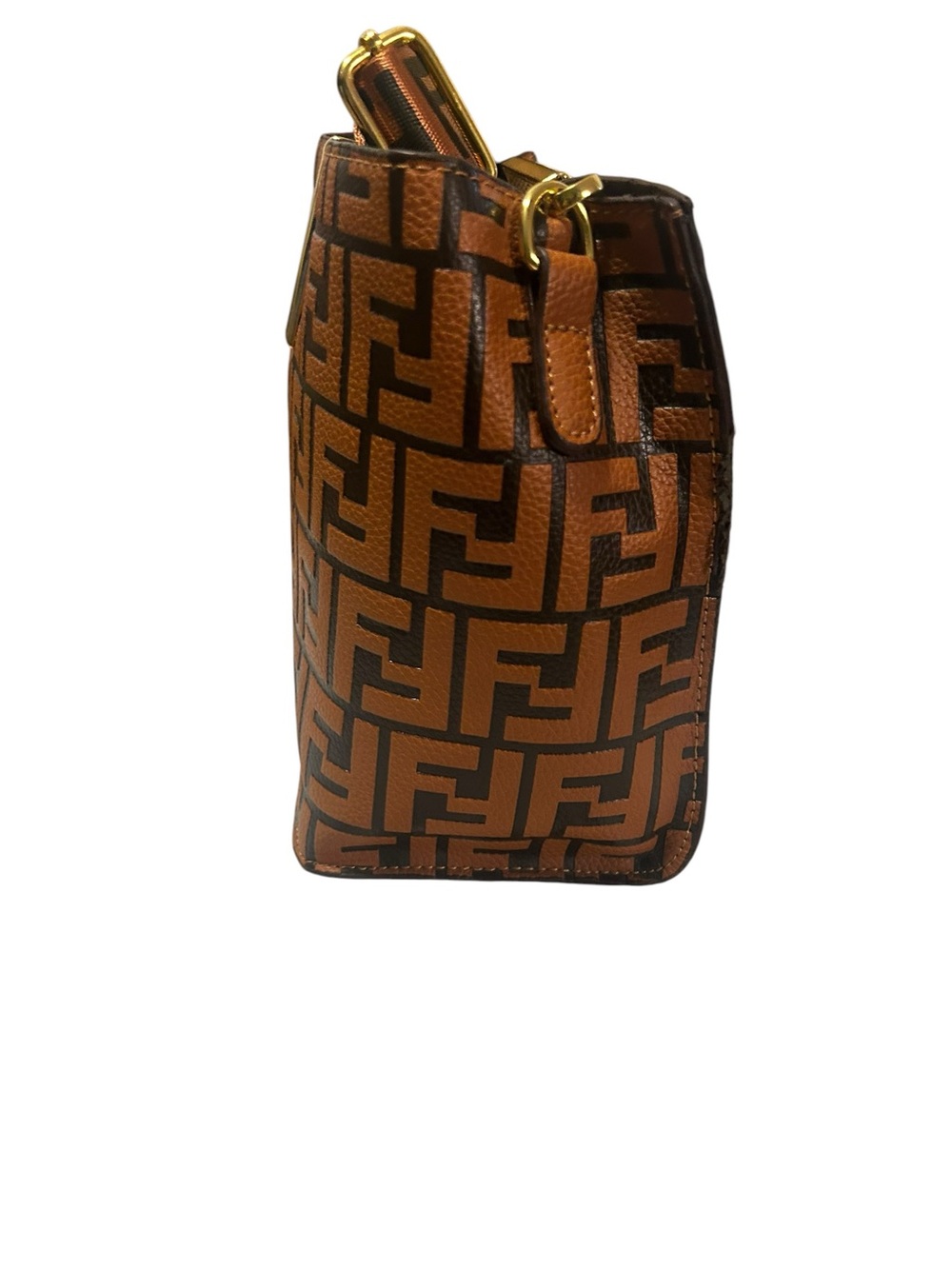 Brown and Black FF Logo Clutch with Gold-Tone Buckle - Picture 3 of 8